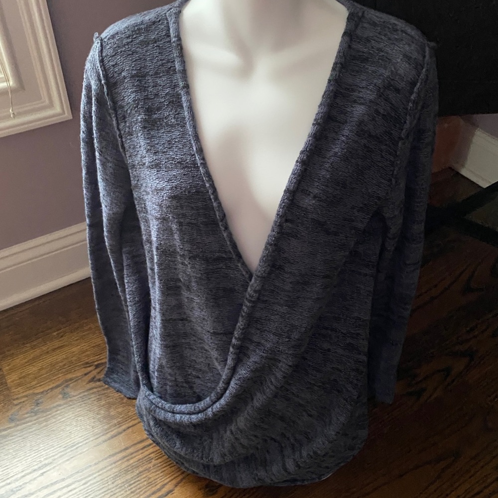 Free People Gotham Faux Wrap Marled Lightweight Sweater, M EUC - Picture 4 of 9